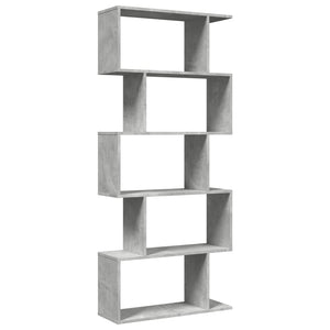 vidaXL Room Divider Bookcase 5-Tier Concrete Grey 70x24x161 cm Engineered Wood