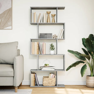 vidaXL Room Divider Bookcase 5-Tier Concrete Grey 70x24x161 cm Engineered Wood