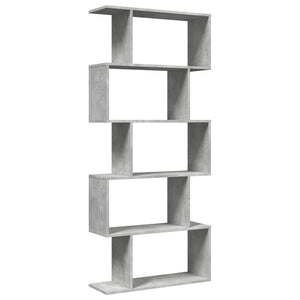 vidaXL Room Divider Bookcase 5-Tier Concrete Grey 70x24x161 cm Engineered Wood