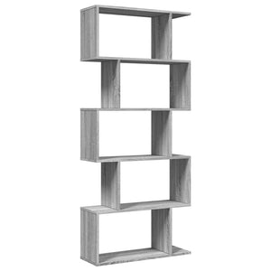 vidaXL Room Divider Bookcase 5-Tier Grey Sonoma 70x24x161 cm Engineered Wood