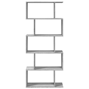 vidaXL Room Divider Bookcase 5-Tier Grey Sonoma 70x24x161 cm Engineered Wood