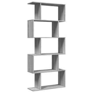 vidaXL Room Divider Bookcase 5-Tier Grey Sonoma 70x24x161 cm Engineered Wood