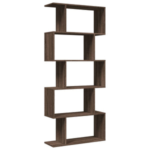 vidaXL Room Divider Bookcase 5-Tier Brown Oak 70x24x161 cm Engineered Wood