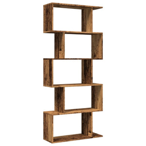 vidaXL Room Divider Bookcase 5-Tier Old Wood 70x24x161 cm Engineered Wood