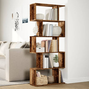 vidaXL Room Divider Bookcase 5-Tier Old Wood 70x24x161 cm Engineered Wood