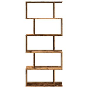 vidaXL Room Divider Bookcase 5-Tier Old Wood 70x24x161 cm Engineered Wood