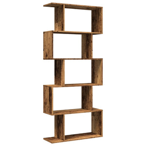 vidaXL Room Divider Bookcase 5-Tier Old Wood 70x24x161 cm Engineered Wood