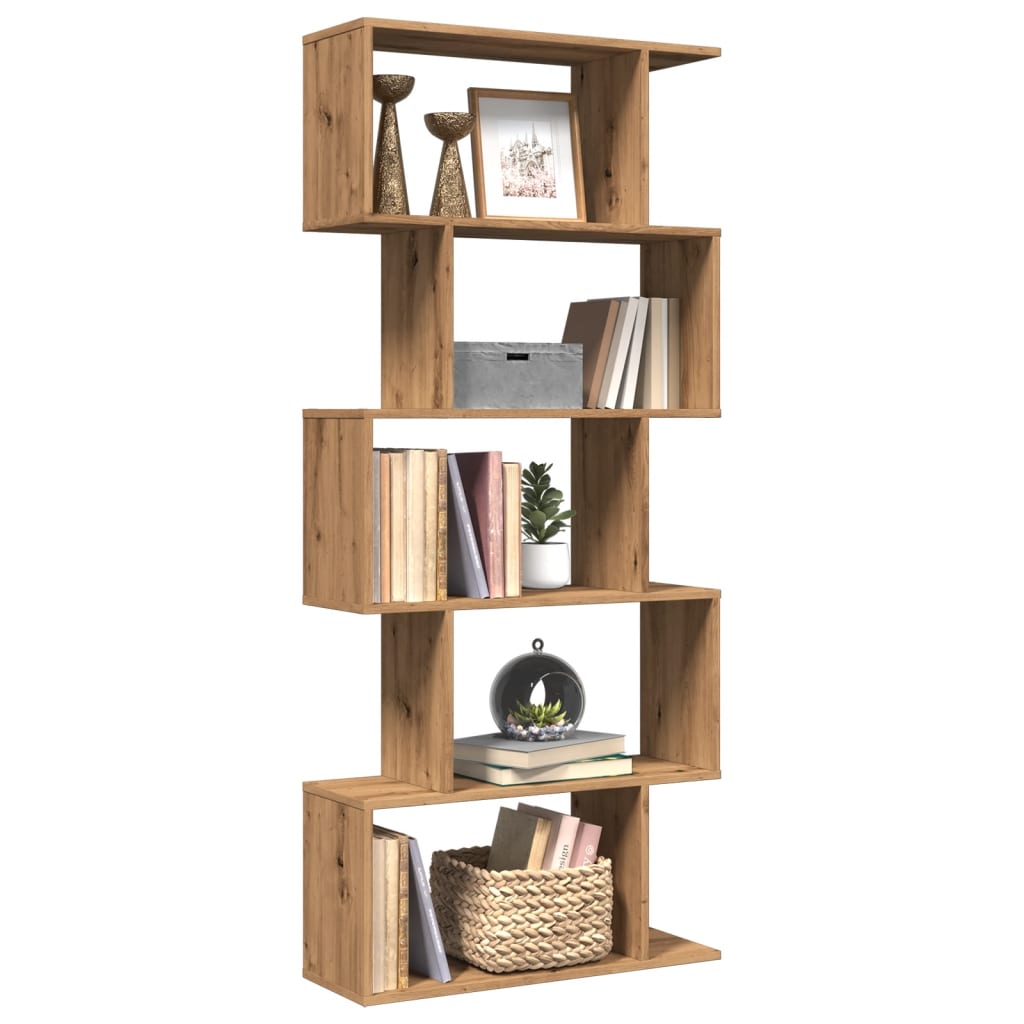 vidaXL Room Divider Bookcase 5-Tier Artisan Oak 70x24x161 cm Engineered Wood