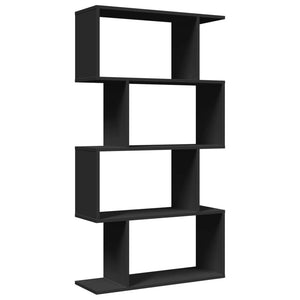 vidaXL Room Divider Bookcase 4-Tier Black 70x24x129 cm Engineered Wood