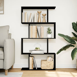 vidaXL Room Divider Bookcase 4-Tier Black 70x24x129 cm Engineered Wood