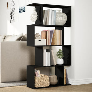 vidaXL Room Divider Bookcase 4-Tier Black 70x24x129 cm Engineered Wood