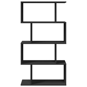 vidaXL Room Divider Bookcase 4-Tier Black 70x24x129 cm Engineered Wood