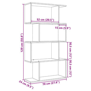 vidaXL Room Divider Bookcase 4-Tier Black 70x24x129 cm Engineered Wood