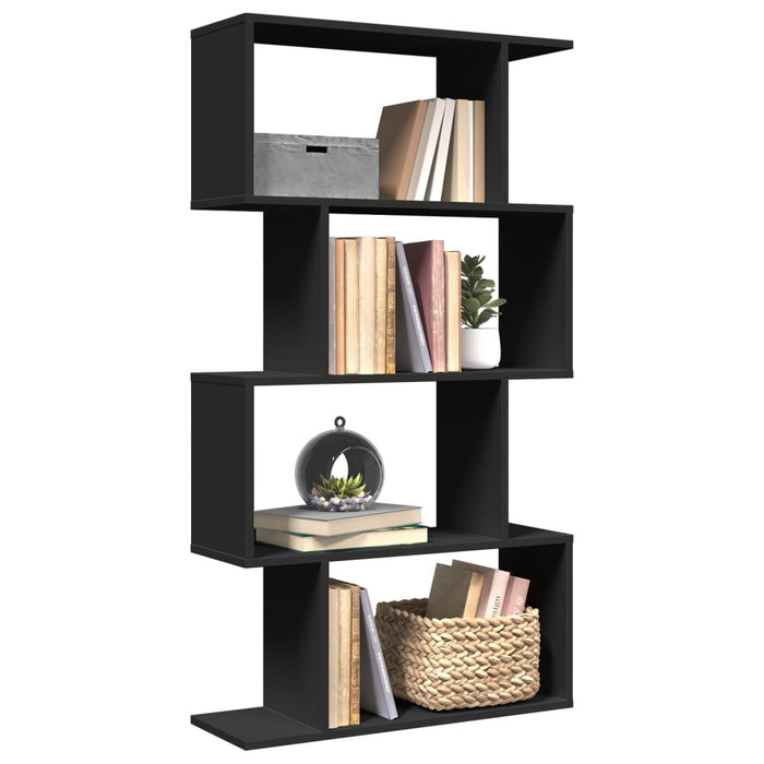 vidaXL Room Divider Bookcase 4-Tier Black 70x24x129 cm Engineered Wood