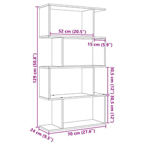 vidaXL Room Divider Bookcase 4-Tier Sonoma Oak 70x24x129 cm Engineered Wood