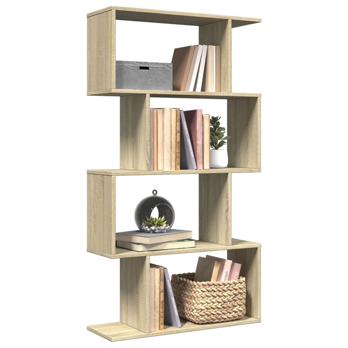 vidaXL Room Divider Bookcase 4-Tier Sonoma Oak 70x24x129 cm Engineered Wood