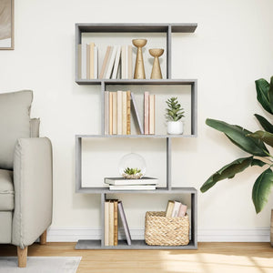 vidaXL Room Divider Bookcase 4-Tier Concrete Grey 70x24x129 cm Engineered Wood