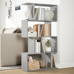 vidaXL Room Divider Bookcase 4-Tier Concrete Grey 70x24x129 cm Engineered Wood