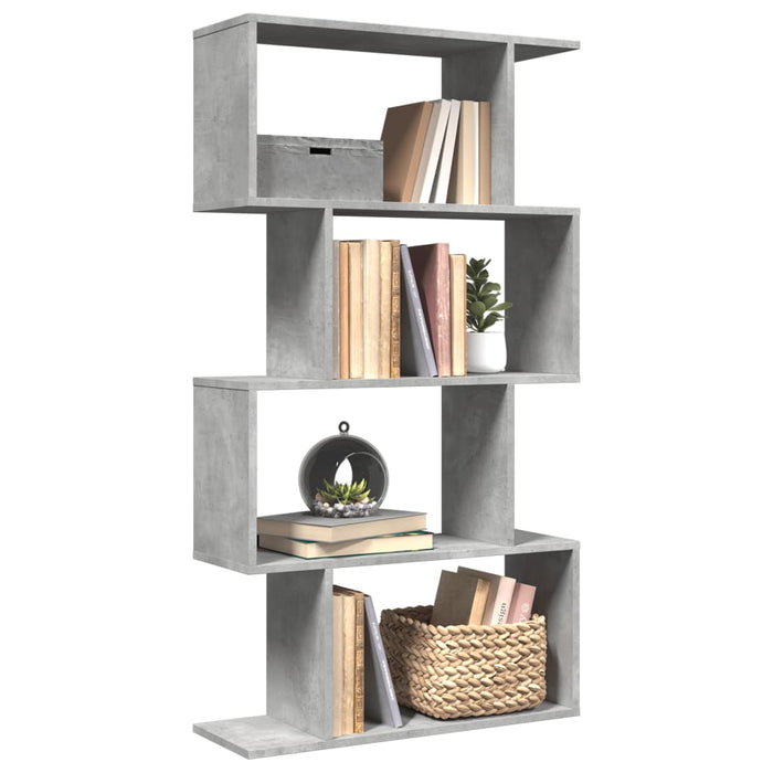 vidaXL Room Divider Bookcase 4-Tier Concrete Grey 70x24x129 cm Engineered Wood