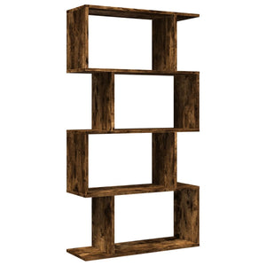 vidaXL Room Divider Bookcase 4-Tier Smoked Oak 70x24x129 cm Engineered Wood