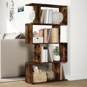 vidaXL Room Divider Bookcase 4-Tier Smoked Oak 70x24x129 cm Engineered Wood