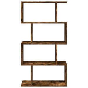 vidaXL Room Divider Bookcase 4-Tier Smoked Oak 70x24x129 cm Engineered Wood