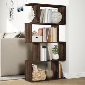 vidaXL Room Divider Bookcase 4-Tier Brown Oak 70x24x129 cm Engineered Wood