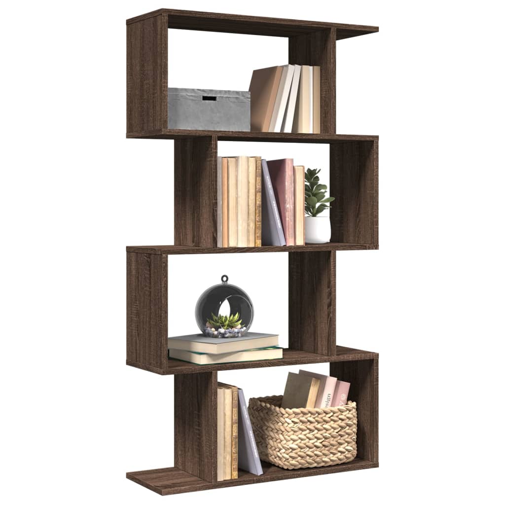 vidaXL Room Divider Bookcase 4-Tier Brown Oak 70x24x129 cm Engineered Wood