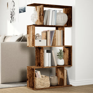 vidaXL Room Divider Bookcase 4-Tier Old Wood 70x24x129 cm Engineered Wood