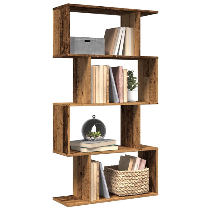 vidaXL Room Divider Bookcase 4-Tier Old Wood 70x24x129 cm Engineered Wood