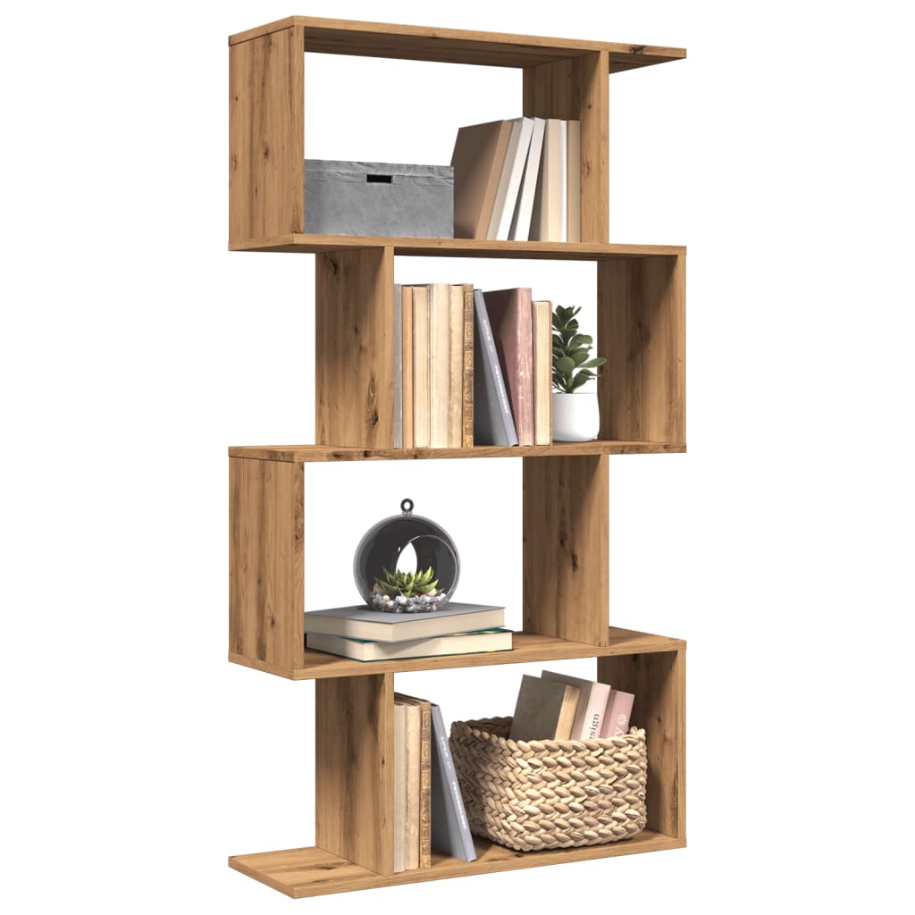 vidaXL Room Divider Bookcase 4-Tier Artisan Oak 70x24x129 cm Engineered Wood