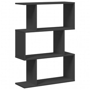 vidaXL Room Divider Bookcase 3-Tier Black 70x24x97 cm Engineered Wood