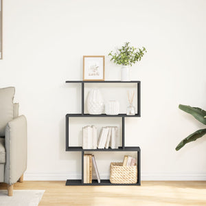 vidaXL Room Divider Bookcase 3-Tier Black 70x24x97 cm Engineered Wood