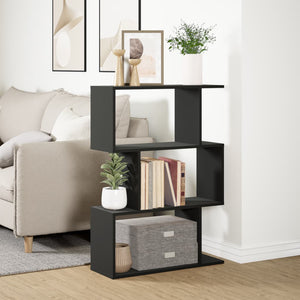 vidaXL Room Divider Bookcase 3-Tier Black 70x24x97 cm Engineered Wood