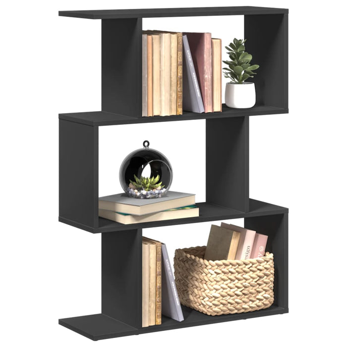 vidaXL Room Divider Bookcase 3-Tier Black 70x24x97 cm Engineered Wood