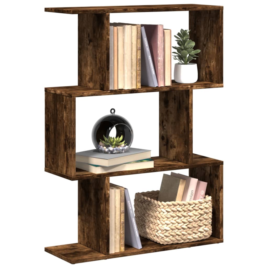 vidaXL Room Divider Bookcase 3-Tier Smoked Oak 70x24x97 cm Engineered Wood