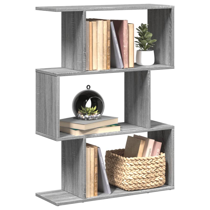 vidaXL Room Divider Bookcase 3-Tier Grey Sonoma 70x24x97 cm Engineered Wood