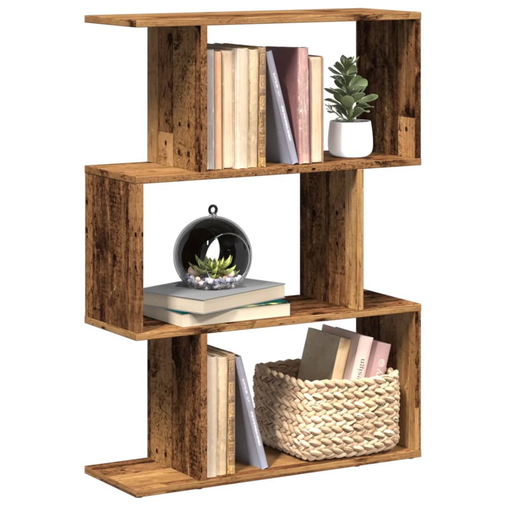 vidaXL Room Divider Bookcase 3-Tier Old Wood 70x24x97 cm Engineered Wood