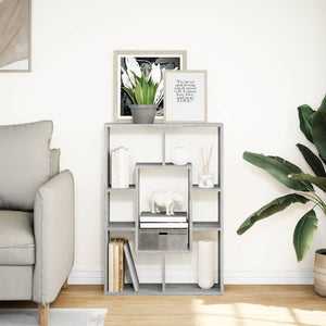 vidaXL Bookcase Grey Sonoma 63x20x90 cm Engineered Wood