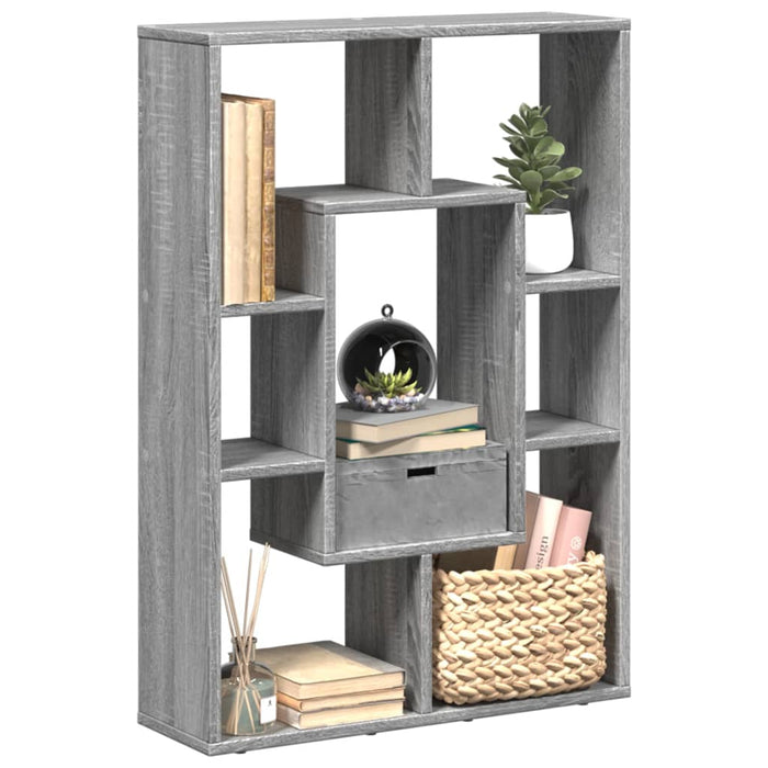 vidaXL Bookcase Grey Sonoma 63x20x90 cm Engineered Wood