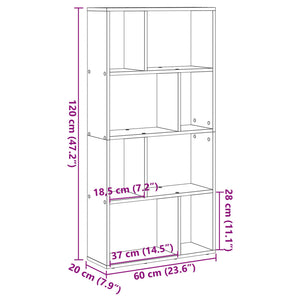 vidaXL Bookcase Black 60x20x120 cm Engineered Wood