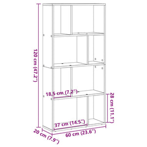 vidaXL Bookcase Brown Oak 60x20x120 cm Engineered Wood