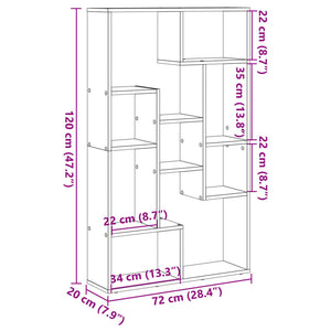 vidaXL Bookcase Black 72x20x120 cm Engineered Wood