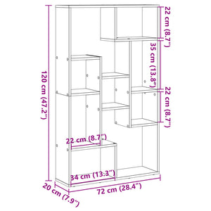 vidaXL Bookcase Concrete Grey 72x20x120 cm Engineered Wood