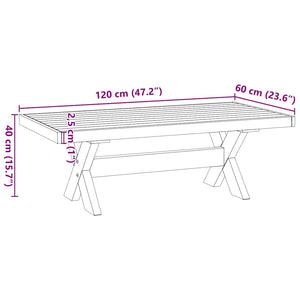 vidaXL Coffee Table NOAIN X-Shaped Legs 120x60x40 cm Solid Wood Pine