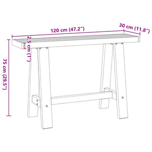 vidaXL Console Table NOAIN A-Shaped Legs 120x30x75 cm Solid Wood Pine