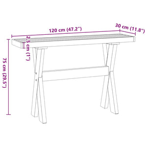 vidaXL Console Table NOAIN X-Shaped Legs 120x30x75 cm Solid Wood Pine