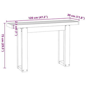 vidaXL Console Table NOAIN U-Shaped Legs 120x30x75 cm Solid Wood Pine