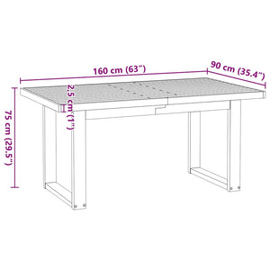 vidaXL Dining Table NOAIN U-Shaped Legs 160x90x75 cm Solid Wood Pine