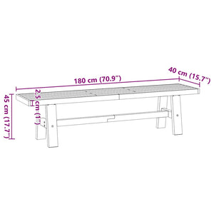 vidaXL Dining Bench NOAIN A-Shaped Legs 180x40x45 cm Solid Wood Pine